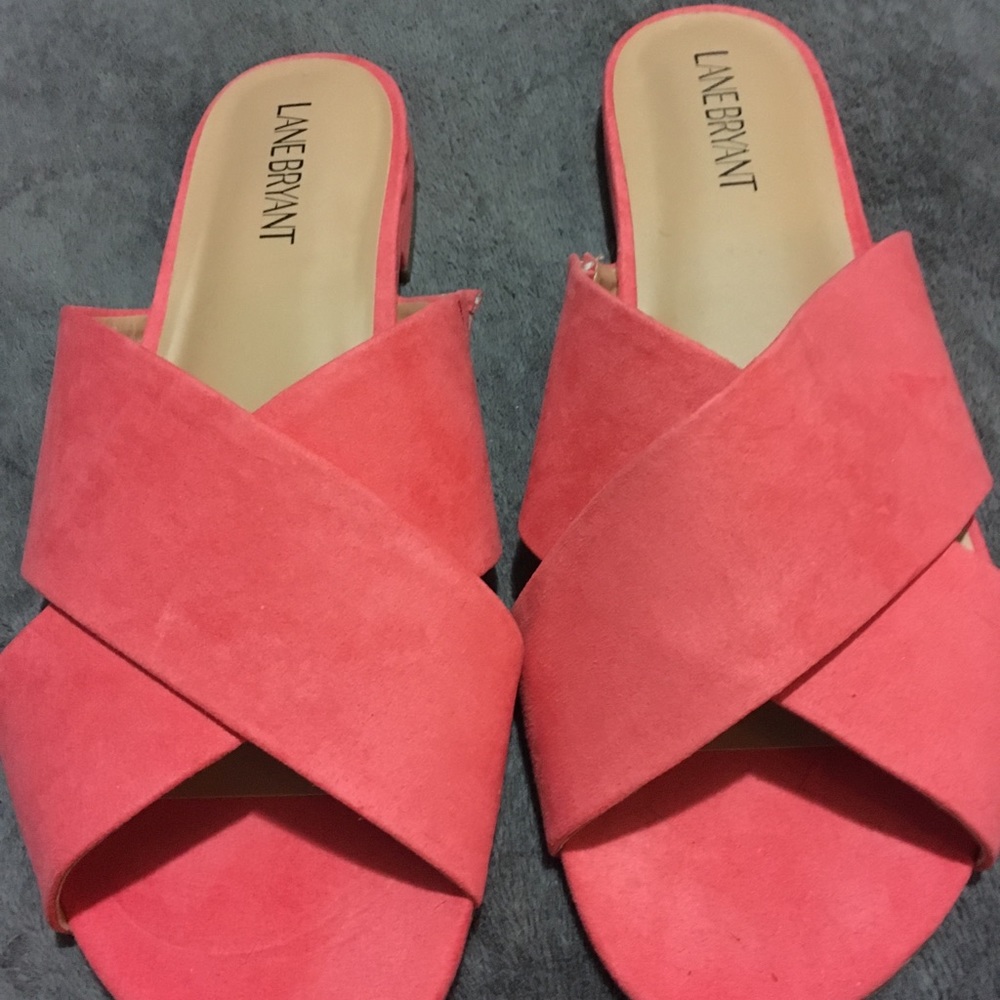Coral faux suede slide- NWOT